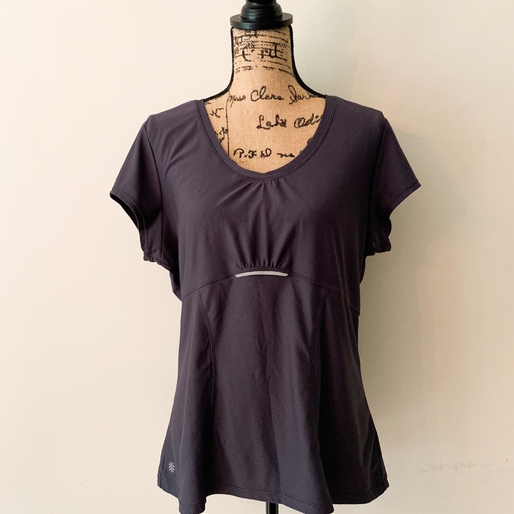 Athleta Technical Running Cap Sleeve Gray Top